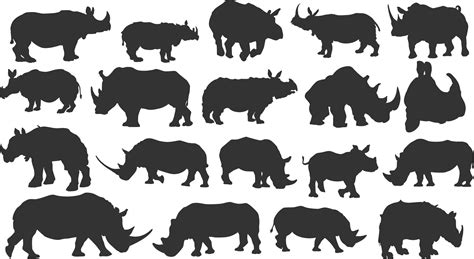 set of rhino silhouette 33093430 Vector Art at Vecteezy