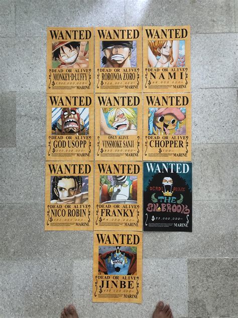 I hand painted entire Straw Hat crew wanted posters chronologically. : r/OnePiece