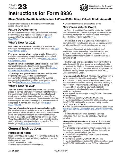 Download Instructions for IRS Form 8936 Clean Vehicle Credits PDF, 2023 2019 — 2024 | Templateroller