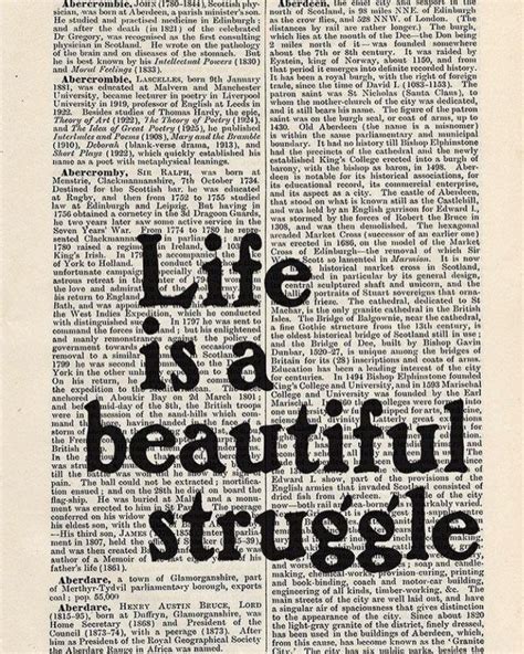 an old book page with the words life is a beautiful struggle