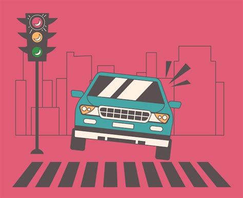 Premium Vector | Car crash accident on red traffic light concept graphic design illustration element