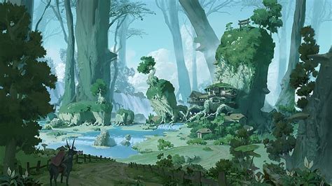 HD wallpaper: Pixel Cat, fantasy art, digital art, river, forest, fence, village | Wallpaper Flare