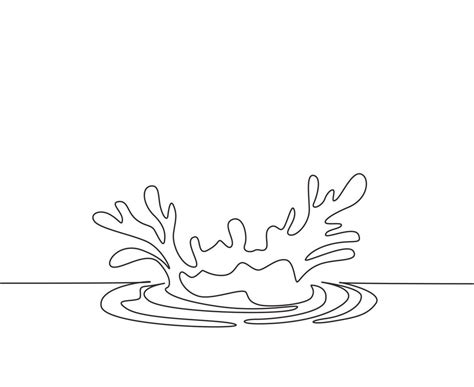 Single continuous line drawing closeup of fresh and clear splash of water isolated on white ...