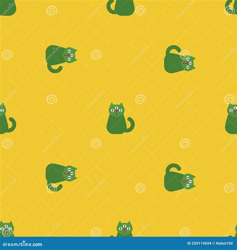 Alien Cat Pattern Seamless. Pet Green Monster Background Stock Vector ...