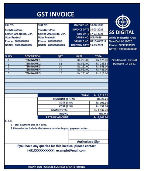 Most Useful GST Invoice Format in Excel (Download .xlsx file)