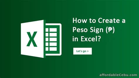 How to Create a Peso Sign (₱) in Excel? - Computers, Tricks, Tips 30603