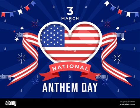 National Anthem Day Vector Illustration on March 3 with United States of America Flag in ...