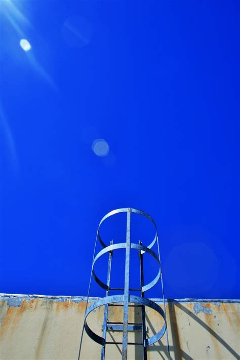 Free Images : light, wall, metal, blue, exterior, lighting, ladder, shape, service, fixed ...