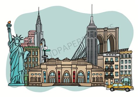 New York City Landmarks Print / Travel Illustration / Home | Etsy