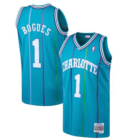 Men's Charlotte Hornets Muggsy Bogues Mitchell & Ness Teal 1992-93 Hardwood Classics Swingman Jersey