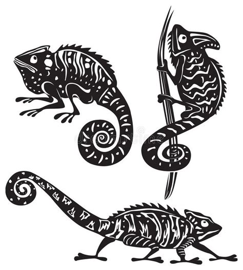 Black and white chameleon stock vector. Illustration of camouflage - 15344709 | Chameleon tattoo ...