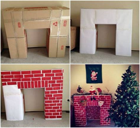 DIY Cardboard Christmas Fireplace | Ideias de decoração de natal, Decoração de natal, Decorações ...