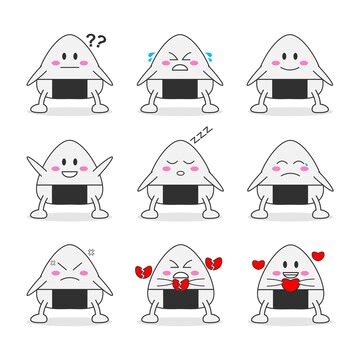 Premium Vector | Vector illustration of cartoon character onigiri stickers food originating from ...