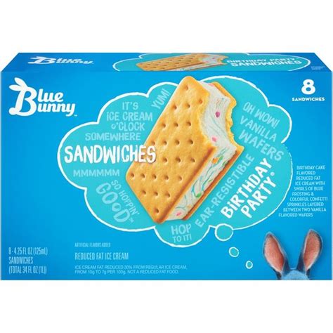 Blue Bunny Birthday Party Ice Cream Sandwiches (4.25 fl oz) - Instacart