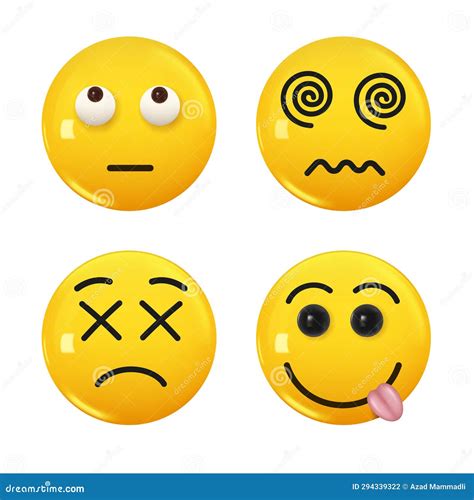 Set of 3d Icon Yellow Color Smile Emoji. Set Icon Smile Emoji Stock Vector - Illustration of ...