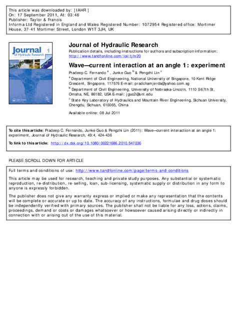 (PDF) Wave–current interaction at an angle 1: experiment | Junke Guo ...