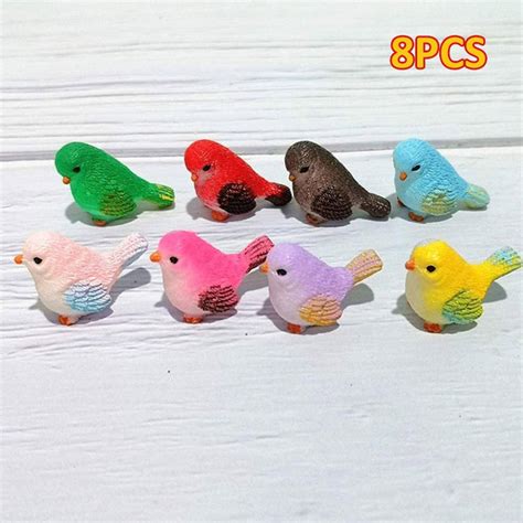 8pcs Bird Decorative Figurines, Miniature Bird Figurines, Simulation Mini Cute Bird Figures ...