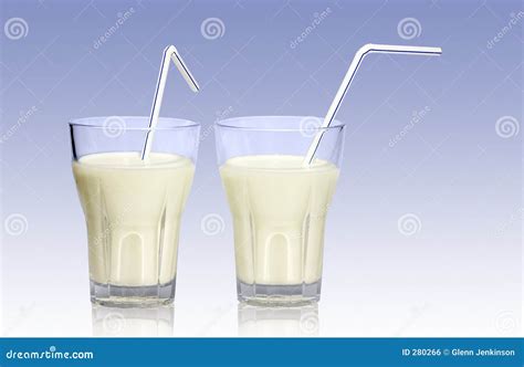 Milk Glasses stock photo. Image of straws, drink, liquid - 280266