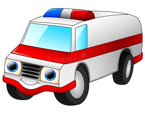 Desenhos Animados Do Carro Da Ambulância Isolados No Fundo Branco Ilustração do Vetor ...