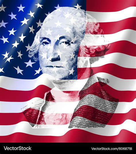 George washington on united of america flag Vector Image