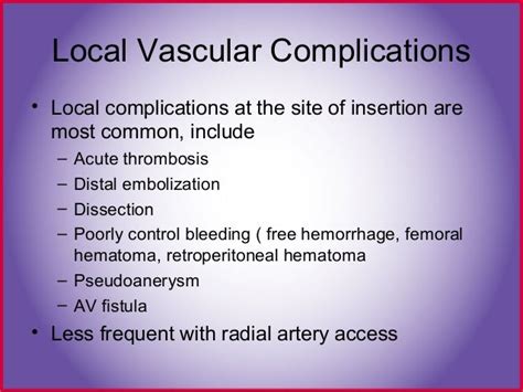 Cardiac cath complications