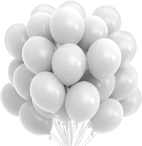 Prextex 75 White Party Balloons 12 Inch White Balloons with Matching ...