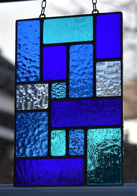 Stained Glass Abstract Geometric Panel Stained Glass - Etsy Canada