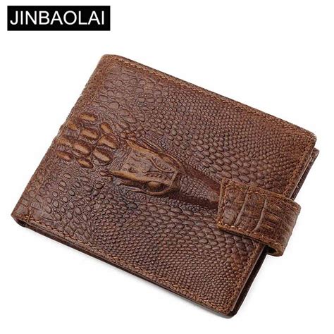 Stylish Crocodile Pattern Genuine Leather Short Bifold Wallets for Men