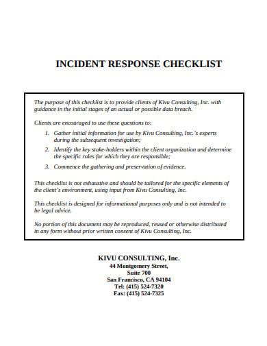 9+ Incident Response Checklist Templates - PDF