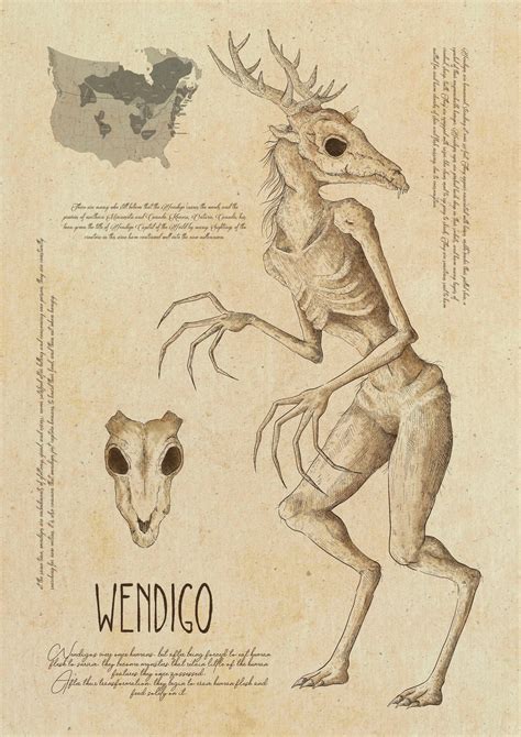 Wendigo Native American Folklore A4 Print - Etsy