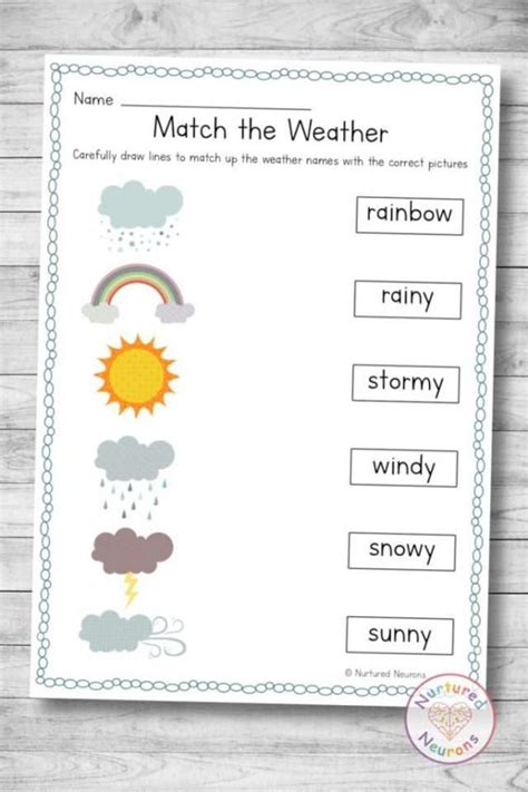 Beautiful Weather Matching Worksheets (Kindergarten Weather Activity ...