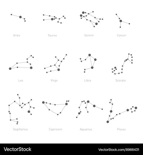 Zodiac Constellations Set Space and Stars Vector Image