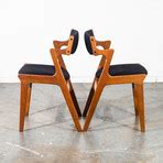 Danish Oak Dining Chairs Reupholstered In Black Knoll Fabric // Set Of 6 - Vintage Mid-Century ...