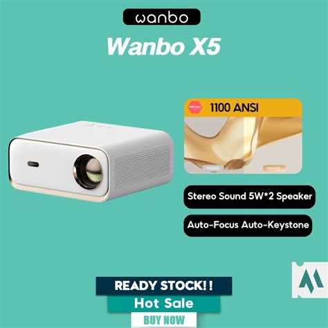 Wanbo X5 Projector 4K Auto Focus Keystone Correction 1100ANSI Office Bussiness Dual Band Wi-Fi ...