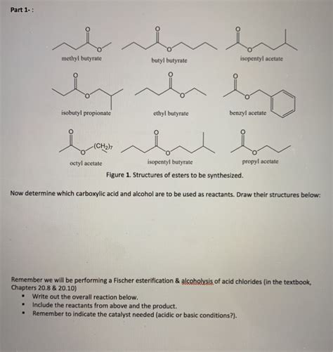 Solved Design of Ester Synthesis: answer parts 1 through 6 | Chegg.com