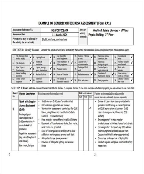 Sample Of Fire Risk Assessment