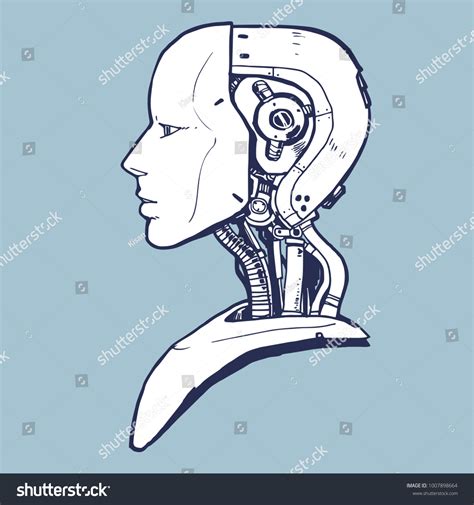 Ai Artificial Intelligence Futuristic Robot Handdrawn: เวกเตอร์สต็อก ...