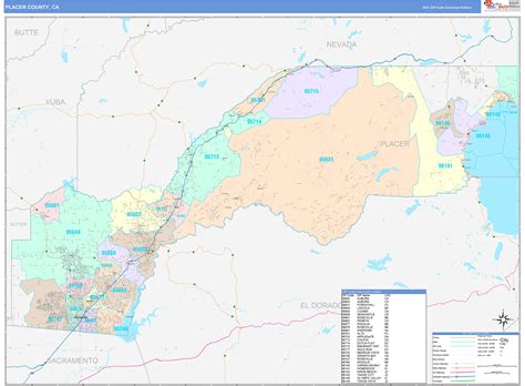 Placer County, CA Wall Map Color Cast Style by MarketMAPS