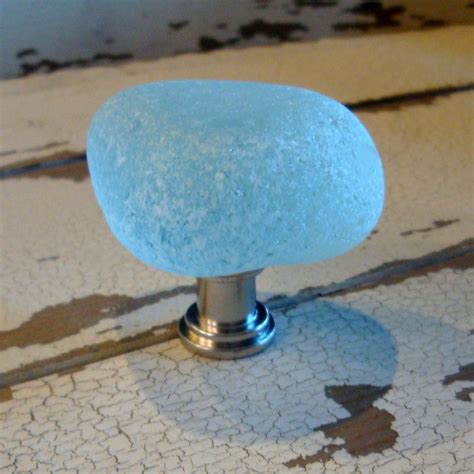 Beach Glass Stone Cabinet Knob Sea Glass Drawer Pull - BeachyRustica