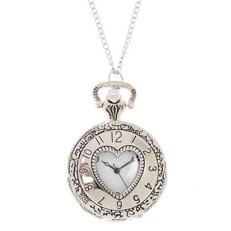 Silver-Tone Endless Heart Pocket Watch Pendant Necklace | Claire's US