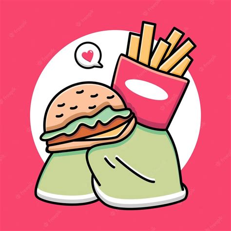 Premium Vector | Hamburger with french fries cartoon design