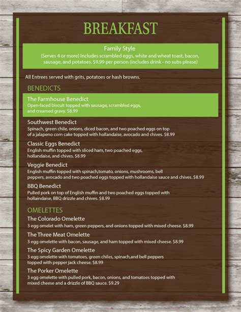 Menu - The Farmhouse Restaurant