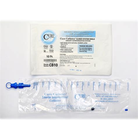 Cure Catheter Closed System Single, 10 Fr, 16 Inch - Urinary Catheters