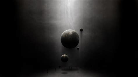 planet, monochrome, space art, stars, surreal, night, dark, black, Moon ...