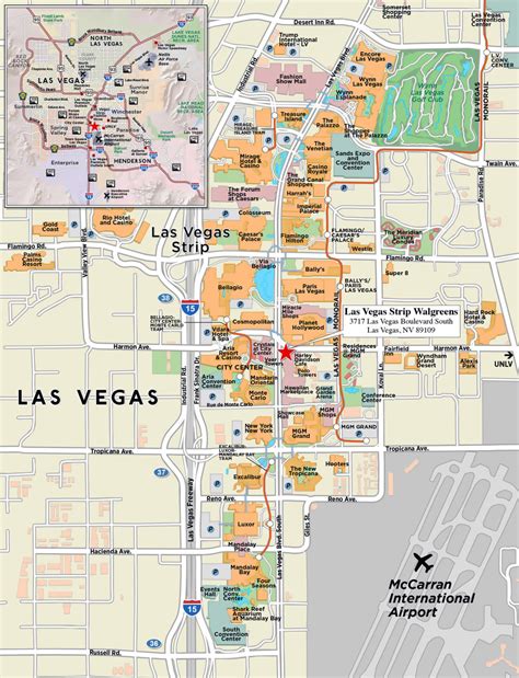 Large strip map of Las Vegas city. Las Vegas large strip map | Vidiani.com | Maps of all ...