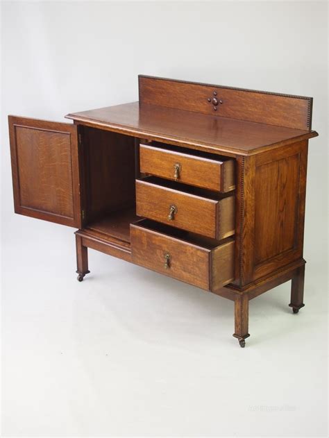 Edwardian Oak Cupboard With Drawers - Sideboard - Antiques Atlas