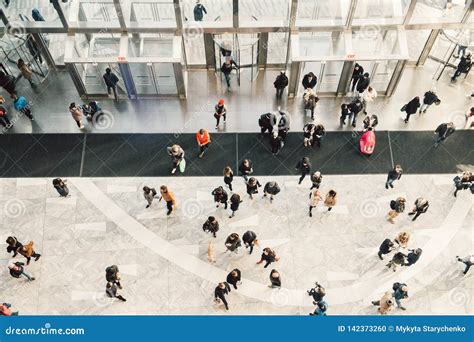 People Crowd Walking in the Business Centre and Shopping Mall Entrance ...