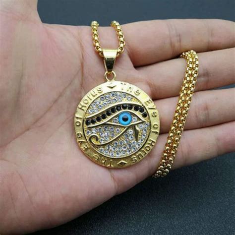 Gold Eye of Horus Crystal Pendant Stainless Steel Freemason | Etsy