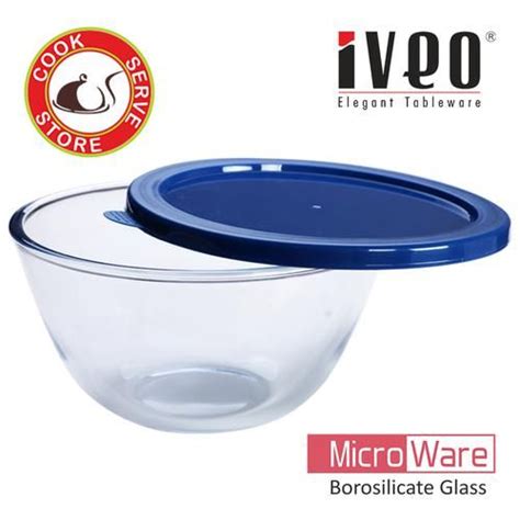 Buy Iveo Borosilicate Glass Mixing/Serving Bowl Set - With Lid ...