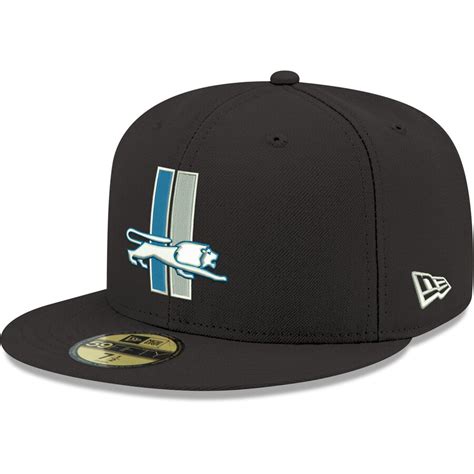 Men's New Era Black Detroit Lions Omaha Throwback 59FIFTY Fitted Hat